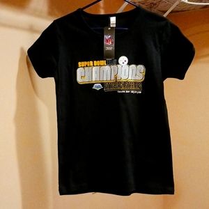 Womens Steelers Black 100% Cotton Tee Size L NWT(2009 Super Bowl)